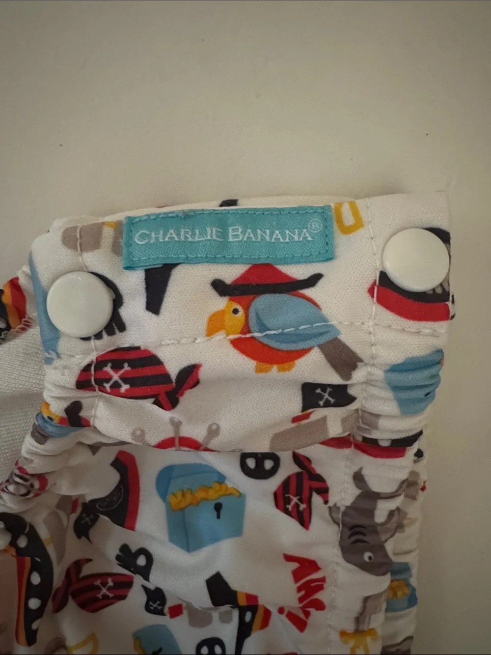 Charlie Banana Blue Solid & White Pirate Print Swim Diaper Set